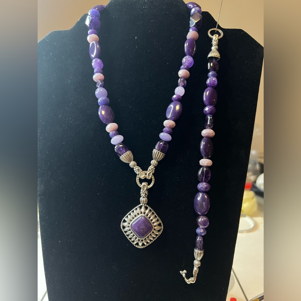 Carolyn Pollack Relios 925 SS Southwest Amethyst Necklace and Braceletlet - Picture 9 of 11